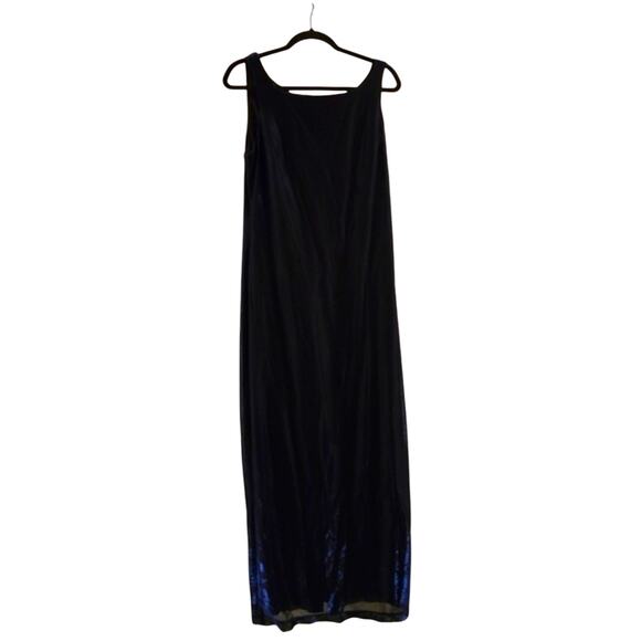 Vtg Y2K 90s Sleeveless Blue Shimmer Maxi Dress Evening Gown Jacket Leslie Fay 14 - Picture 1 of 10